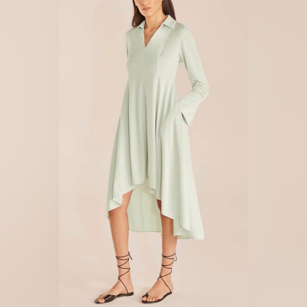 Rebecca Taylor Hi Lo Dress In Mint Cream